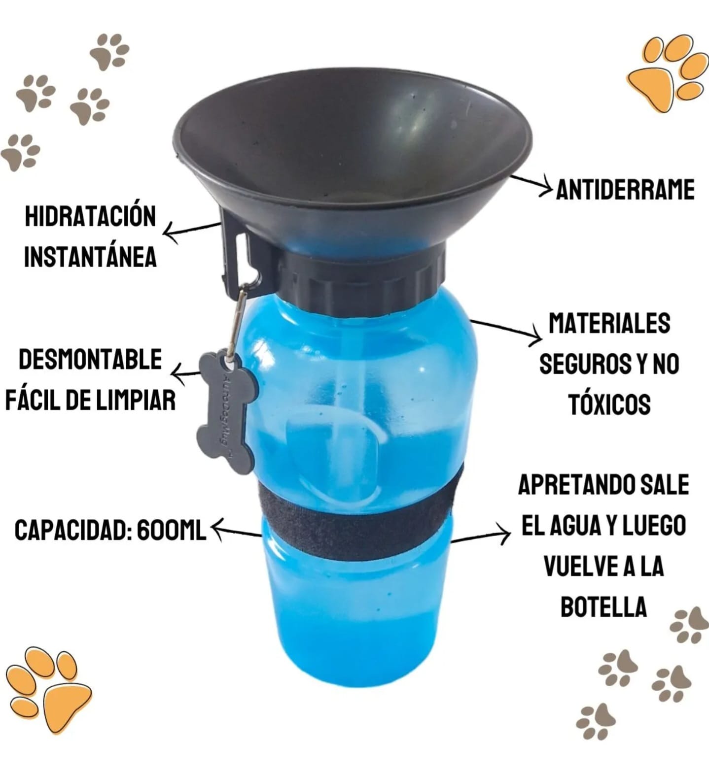 Botella Portatil Para Perros Gatos Antiderrame - Imagen 3