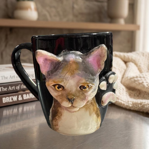 Alternative view of Taza Artesanal 3D "Pet Lover" - Edición Gato Calicó / Mestizo