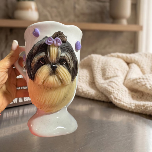 Alternative view of Taza Artesanal 3D "Pet Lover" - Edición Shih Tzu (Taza Blanca)