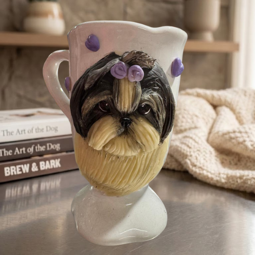 Taza Artesanal 3D "Pet Lover" - Edición Shih Tzu (Taza Blanca)