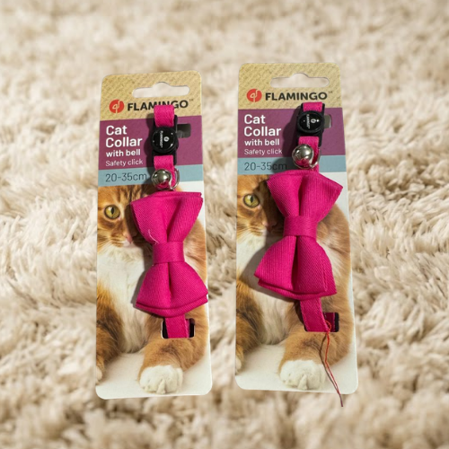 Collar para Gato Flamingo con Moño y Cascabel