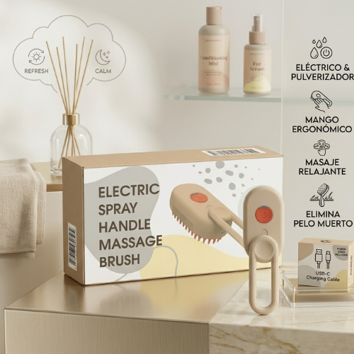 Cepillo Masajeador Eléctrico con Spray