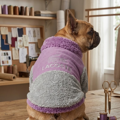 POLERA LACOSTE GRIS Y LILA